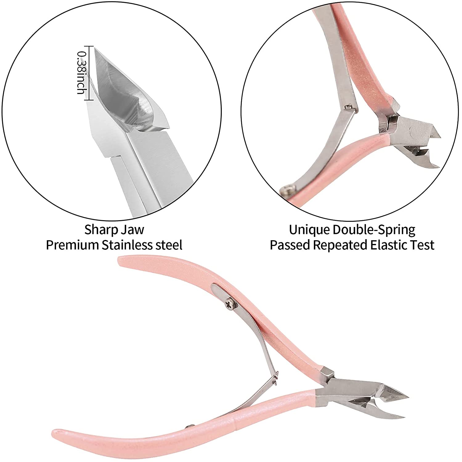 Cuticle Trimmer with Cuticle Pusher -YINYIN Cuticle Remover Cuticle Nippers Professional Stainless Steel Cuticle Pusher and Cutter Clippers Durable Pedicure Manicure Tools for Fingernails and Toenails - Image 2